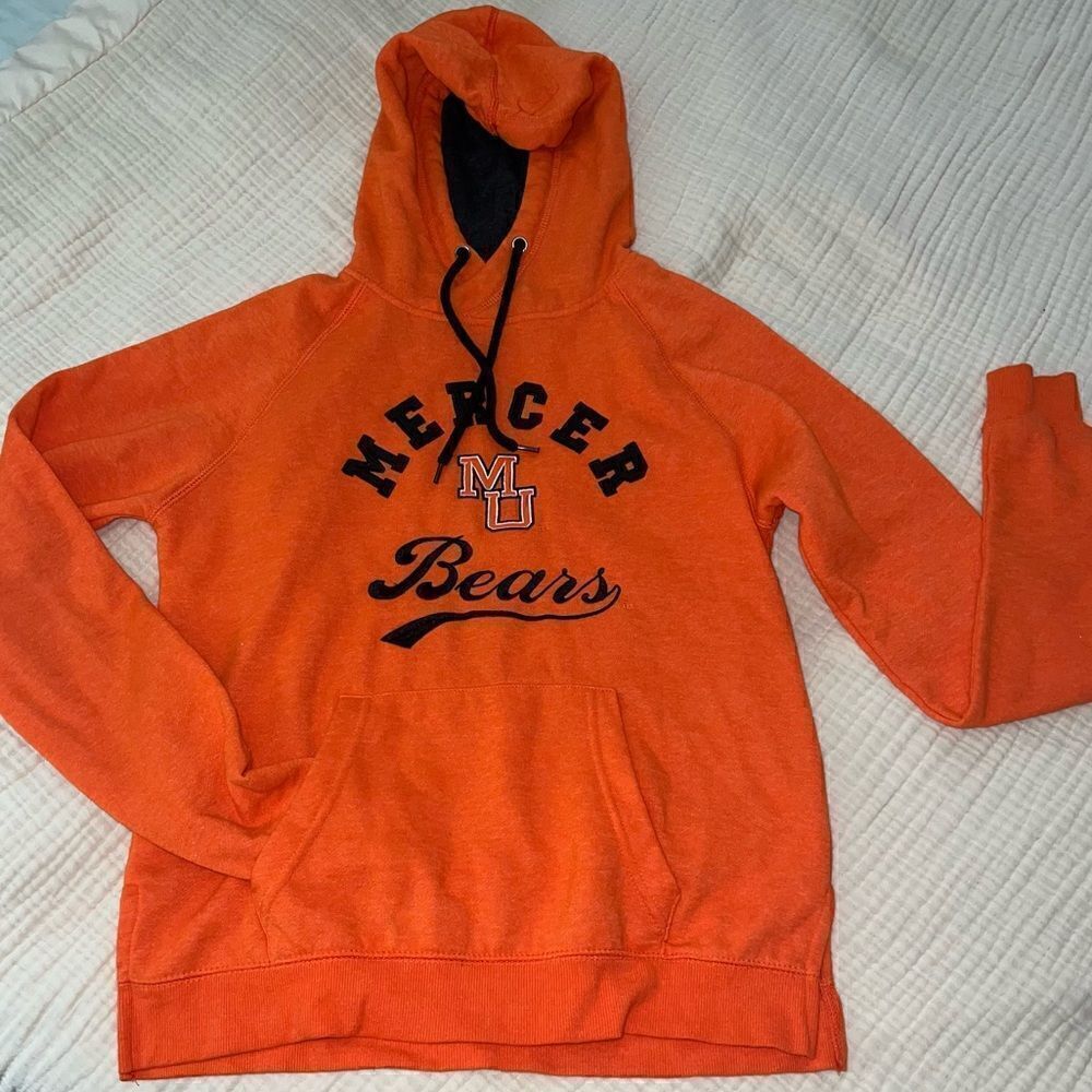 Mercer Bears Orange and Black Sweatshirt with hoodie and kangaroo pocket SZ Sm